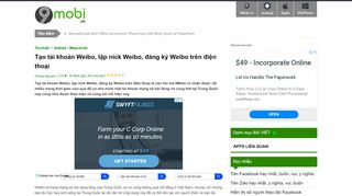 
                            8. Cách tạo tài khoản Weibo, lập nick Weibo, đăng ký Weibo - 9Mobi.vn