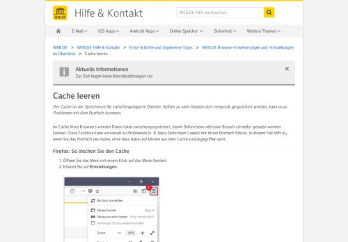 
                            2. Cache leeren - WEB.DE Hilfe