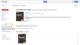 
                            11. Cacti Beginner's Guide: Leverage Cacti to design a robust network ...