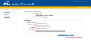 
                            3. Cadastramento de novo usuário - Ambiente Virtual Sesc-SC