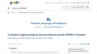 
                            13. Cadastrar regime próprio de previdência social - SIPREV/Gestão ...