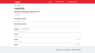 
                            9. Cadastre-se e tenha acesso a #NET-CLARO-WIFI