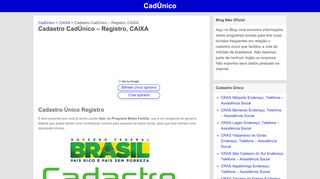 
                            10. Cadastro CadÚnico - Registro, CAIXA | CadÚnico