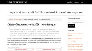 
                            4. Cadastro Ciee para Jovem Aprendiz 2019 - www.ciee.org.br