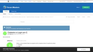 
                            2. Cadastro e Login em C - C/C++ - Fórum iMasters