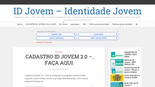 
                            5. CADASTRO ID JOVEM 2.0 - FAÇA AQUI - ID Jovem