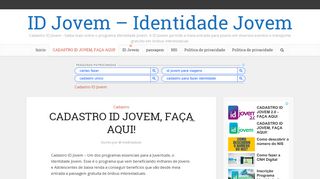 
                            6. CADASTRO ID JOVEM, FAÇA AQUI! - ID Jovem