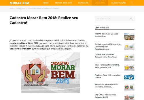 
                            7. CADASTRO MORAR BEM 2018 → Realize seu Cadastro!