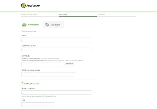 
                            6. Cadastro no PagSeguro UOL Comprador | Crie sua conta no ...
