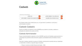 
                            10. CADWEB SUS: Cadsus Web - Portal de Cadastros Nacionais #2018