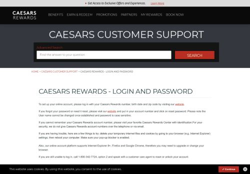 
                            12. Caesars Rewards - Login and Password