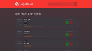 
                            3. cafe-manila.net passwords - BugMeNot