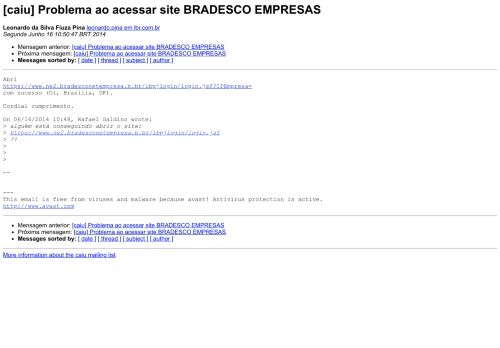 
                            6. [caiu] Problema ao acessar site BRADESCO EMPRESAS - Registro.br