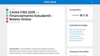 
                            8. CAIXA FIES 2019 → Financiamento Estudantil – Boleto Online