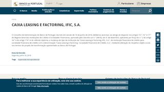 
                            9. CAIXA LEASING E FACTORING, IFIC, S.A. | Banco de Portugal