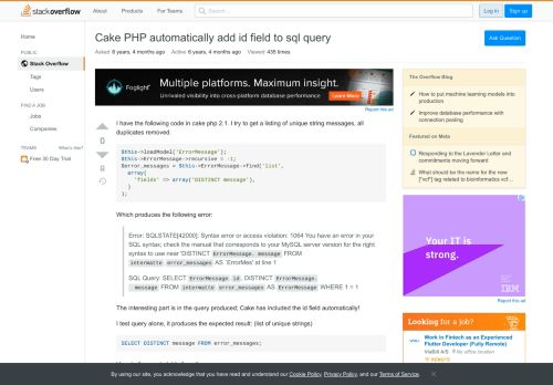 
                            13. Cake PHP automatically add id field to sql query - Stack Overflow