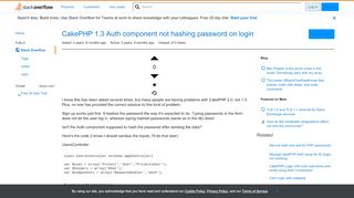 
                            1. CakePHP 1.3 Auth component not hashing password on login - Stack ...