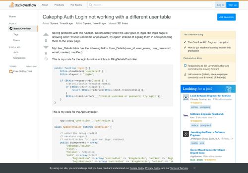 
                            6. Cakephp Auth Login not working with a different user table - Stack ...