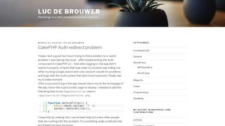 
                            12. CakePHP Auth redirect problem – Luc De Brouwer