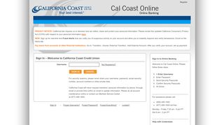 
                            8. Cal Coast Online - California Coast Credit Union