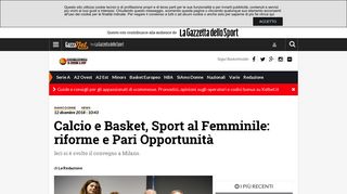 
                            11. Calcio e Basket, Sport al Femminile: riforme e Pari Opportunità ...