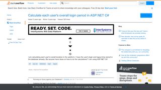 
                            8. Calculate each user's overall login period in ASP.NET C# - Stack ...