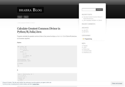 
                            9. Calculate Greatest Common Divisor in Python/R/Julia/Java | brabra Blog