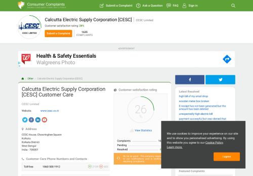 
                            13. Calcutta Electric Supply Corporation [CESC] Customer Care ...