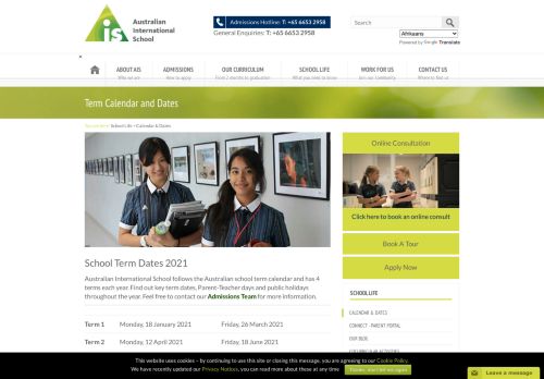 
                            10. Calendar & Dates | Australian International School Singapore