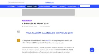 
                            10. Calendário do Prouni 2018 - Inscrição, Resultado, Lista de Espera