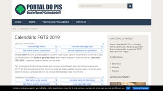 
                            6. CALENDÁRIO FGTS 2019 ←【Datas de pagamento FGTS INATIVO】