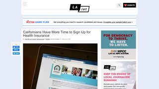 
                            10. Californians Have More Time to Sign Up for Health Insurance: LAist