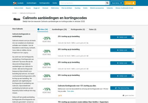 
                            10. Caliroots kortingscode: -30% korting (+6 kortingscodes) - Spydeals