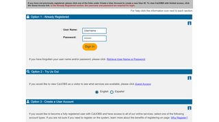 
                            1. CalJOBS - Login and Registration Options