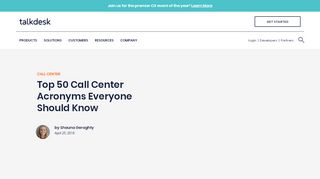
                            10. Call Center Acronyms | Talkdesk