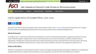
                            11. Call for applications, JCI Insight Editor, 2019-2024 - The American ...