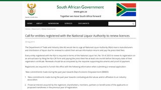 
                            10. Call for entities registered with the National Liquor Authority to renew ...