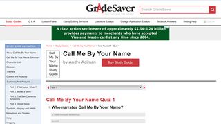 
                            8. Call Me By Your Name Quizzes | GradeSaver
