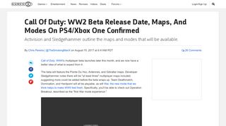 
                            11. Call Of Duty: WW2 Beta Release Date, Maps, And Modes On PS4 ...