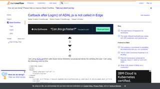 
                            6. Callback after Login() of ADAL.js is not called in Edge - Stack ...
