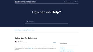 
                            13. Callbar App for Salesforce – Talkdesk Support