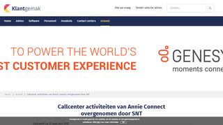 
                            3. Callcenter activiteiten van Annie Connect overgenomen door SNT