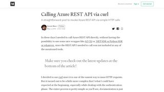 
                            1. Calling Azure REST API via curl – Davide Mauri – Medium