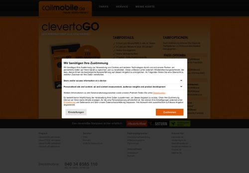 
                            5. callmobile.de - clevertoGO Prepaid | 9 ct. in alle Netze mit voller ...
