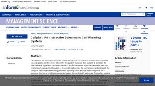 
                            6. Callplan: An Interactive Salesman's Call Planning System ...