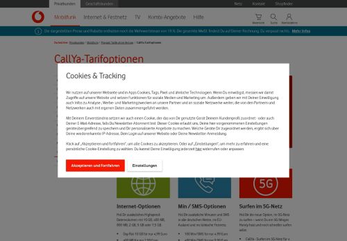 
                            3. CallYa Prepaid Tarifoptionen | Vodafone