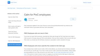 
                            10. Calm for PwC employees – Calm Help Center