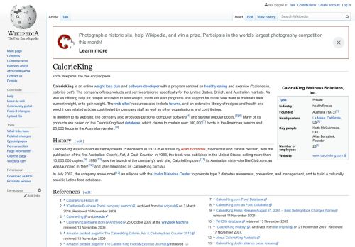 
                            9. CalorieKing - Wikipedia