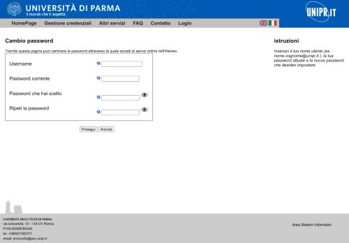 
                            7. Cambia password - IDEM-Unipr - Università degli Studi di Parma