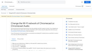
                            11. Cambiare la rete Wi-Fi a cui collegare Chromecast o Chromecast ...